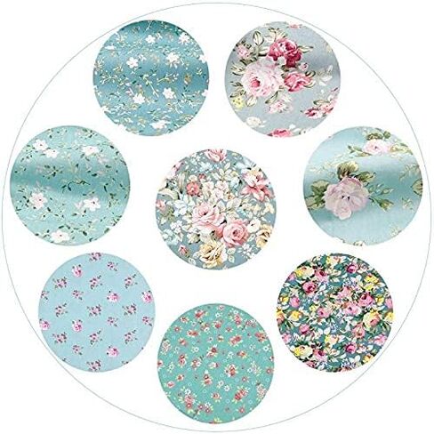 8 Pcs Floral Cotton Fabric - Precut Quilt Sewing Quilting Fabric (19.6"x19.6") in Kuwait