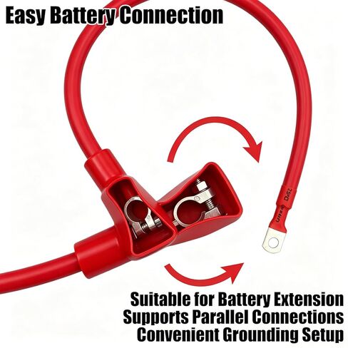 Awg Positive Battery Cable Wire Positive Battery Cable with Terminal Connector, Pure Copper Wire with Tinned Lugs 19mm Connector, 22 Inches, Fit for Cars SUV Truck RV Boat Small Yacht Solar in Saudi Arabia