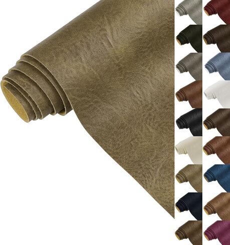 Faux Leather Fabric, 1.0mm Thicken Soft Upholstery Fabric by The Yard 55" Wide Marine Vinyl Fabric PU Leather Sheets for Craft Sewing Chair Seat Wallet Cover, 1 Yard Yellow Brown Crazy Horse in Saudi Arabia