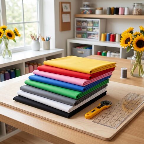 8 Pcs Solid Color Cotton Fabric, Precut Fat Quarters Plain Fabric for Sewing DIY Craft Quilting Clothing Making Use, 19.6"x19.6" in Kuwait