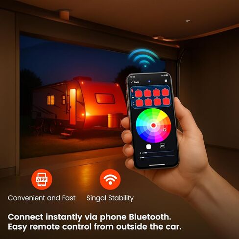 SUPAREE 8 عصابة بلوتوث RGB لوحة التبديل، تبديل لحظة فلاش ستروب وظيفة الذاكرة لوحة التبديل المساعدة، مقاوم للماء نظام التحكم في الدائرة التتابع صندوق عالمي لشاحنة ATV SUV UTV قارب in Kuwait
