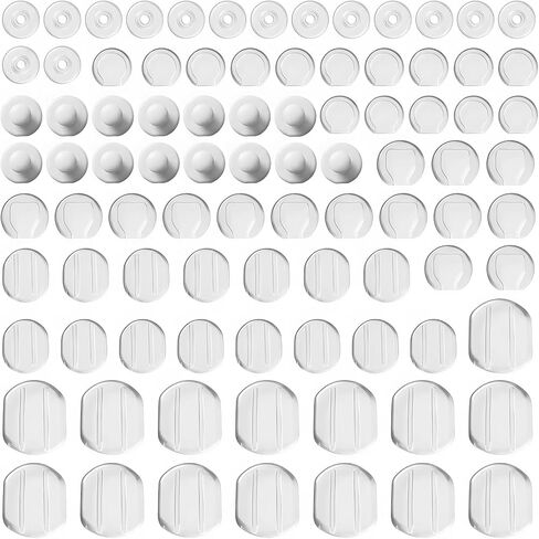 90pcs 6 Size Earring Pads for Clip On Earrings Silicone Comfort Earring Cushions Anti-Pain Ear Clips Pad for Sports Wedding Party Daily Wear Clear White in Kuwait