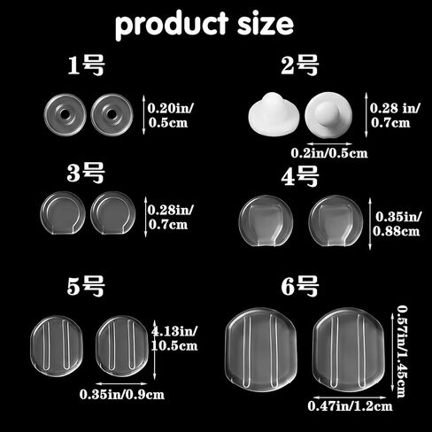 90pcs 6 Size Earring Pads for Clip On Earrings Silicone Comfort Earring Cushions Anti-Pain Ear Clips Pad for Sports Wedding Party Daily Wear Clear White in Kuwait