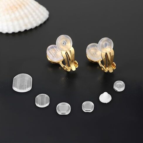 90pcs 6 Size Earring Pads for Clip On Earrings Silicone Comfort Earring Cushions Anti-Pain Ear Clips Pad for Sports Wedding Party Daily Wear Clear White in Kuwait