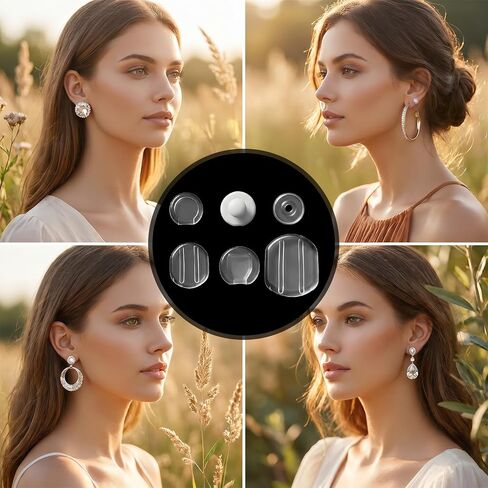 90pcs 6 Size Earring Pads for Clip On Earrings Silicone Comfort Earring Cushions Anti-Pain Ear Clips Pad for Sports Wedding Party Daily Wear Clear White in Kuwait