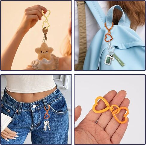 12 Pcs Heart Swivel Spring Clasps, Metal Keychain Hooks, DIY Craft Clips (Colorful) in Saudi Arabia