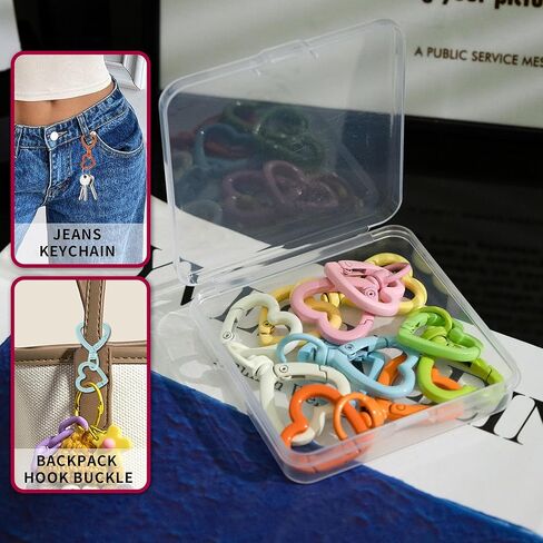 12 Pcs Heart Swivel Spring Clasps, Metal Keychain Hooks, DIY Craft Clips (Colorful) in Saudi Arabia