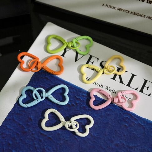 12 Pcs Heart Swivel Spring Clasps, Metal Keychain Hooks, DIY Craft Clips (Colorful) in Saudi Arabia