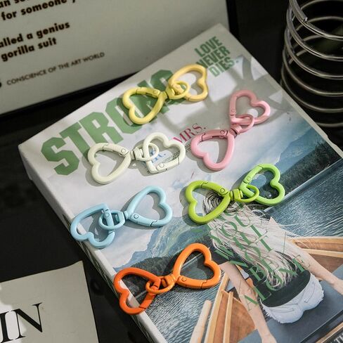 12 Pcs Heart Swivel Spring Clasps, Metal Keychain Hooks, DIY Craft Clips (Colorful) in Saudi Arabia
