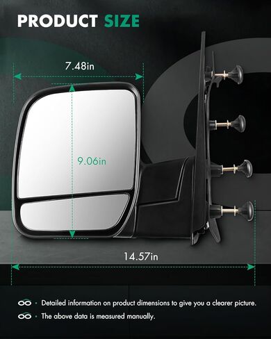 SCITOO Driver Side View Mirror Fit For Ford For E-150 For E-250 2003-2007, For E-150 Club Wagon, For E-150 Econoline, E-350 Super Duty, E-450 Super Duty Manual Folding Adjustment Mirror FO1320253 in Kuwait
