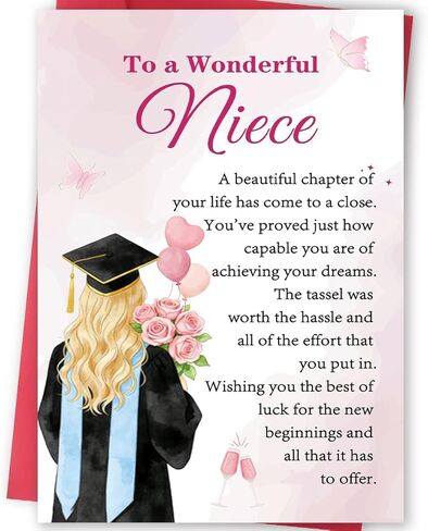 FANCYLUCKY Happy Graduation Card for Niece, High School College Graduation Gift for Niece, Congratulations Card from Aunt Uncle in Saudi Arabia