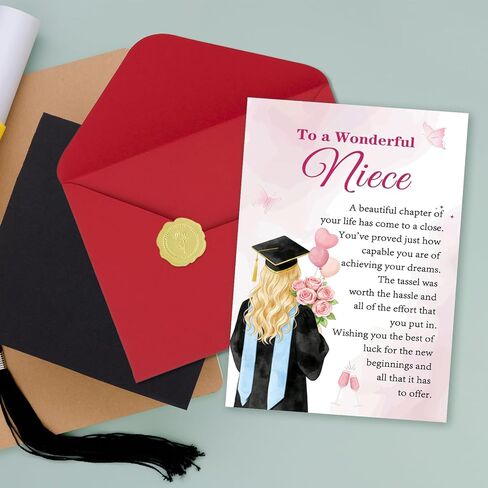 FANCYLUCKY Happy Graduation Card for Niece, High School College Graduation Gift for Niece, Congratulations Card from Aunt Uncle in Saudi Arabia