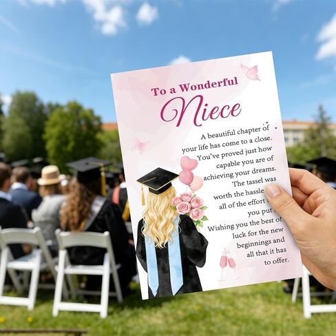 FANCYLUCKY Happy Graduation Card for Niece, High School College Graduation Gift for Niece, Congratulations Card from Aunt Uncle in Saudi Arabia