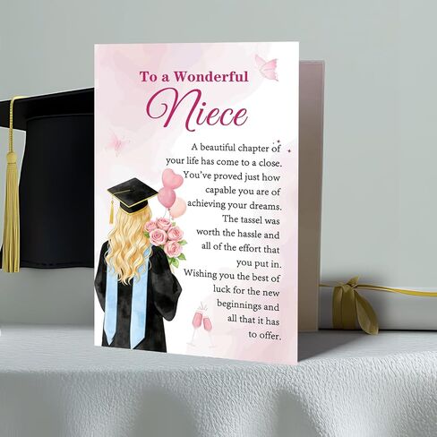 FANCYLUCKY Happy Graduation Card for Niece, High School College Graduation Gift for Niece, Congratulations Card from Aunt Uncle in Saudi Arabia
