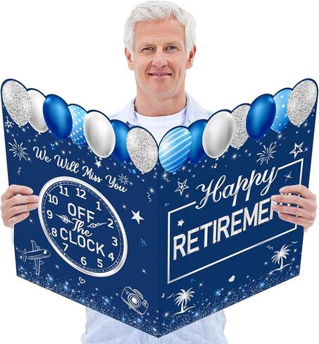 Jumbo Retirement Card 22 x 14 Inches, Black Gold Large Happy Retirement Party Farewell Card with Envelope, Giant Retirement Guest Book Greeting Card Gift for Men & Women in Saudi Arabia