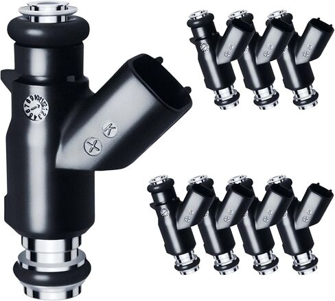Upgraded 4 Holes Fuel Injectors Fit For Chevy: Silverado/Suburban/Tahoe/Express, For GMC: Sierra/Savana/Yukon, For Cadi Escalade, V8 4.8L/5.3L/6.0L 2010-2017, OEM # 12613411, 217-3411(8 Pcs) in Saudi Arabia