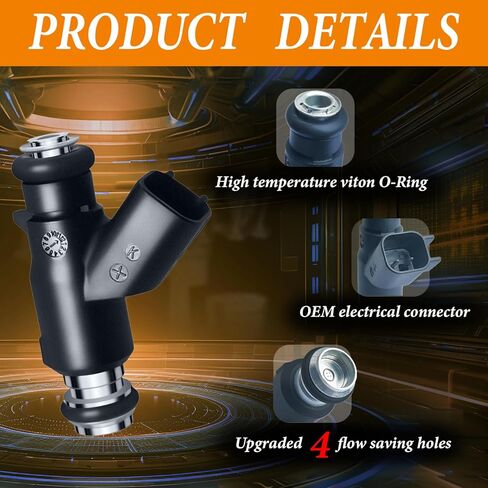 Upgraded 4 Holes Fuel Injectors Fit For Chevy: Silverado/Suburban/Tahoe/Express, For GMC: Sierra/Savana/Yukon, For Cadi Escalade, V8 4.8L/5.3L/6.0L 2010-2017, OEM # 12613411, 217-3411(8 Pcs) in Saudi Arabia