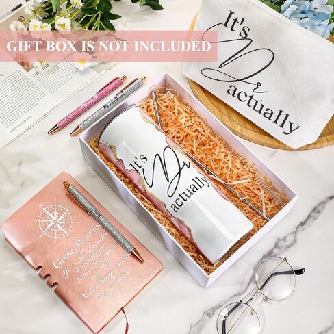 Domensi 6 Pcs It's Dr Actually Gifts for Phd Doctorate Degree Physician 20oz Marble Tumbler Makeup Bag Journal Pen Womens History Month Gift White Coat Ceremony Gifts for Nurse Teacher Doctor, Pink in Kuwait