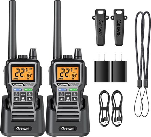 GU1- GMRS Walkie Talkies Long Range for Adults, Rechargeable Two Way Radio 60 Channel with 121 Privacy Codes, SOS Siren, FM Radio, and NOAA Weather Alerts, VOX (2 Pack Gray/Black) in Saudi Arabia