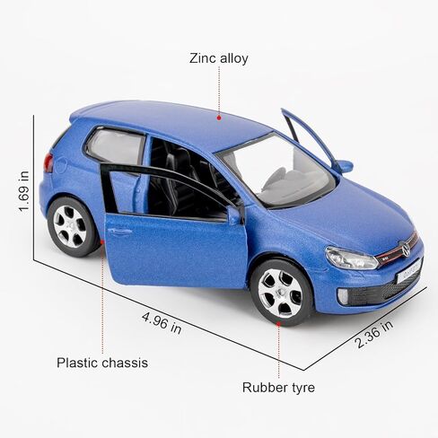 1:36 Volkswagen Golf GTI Toy Car, Diecast Pull Back Model Car, Doors Open, Collection Kids Toy for Aged 3 and up, Gift Blue in Kuwait