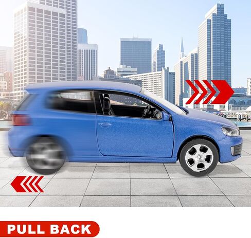 1:36 Volkswagen Golf GTI Toy Car, Diecast Pull Back Model Car, Doors Open, Collection Kids Toy for Aged 3 and up, Gift Blue in Kuwait