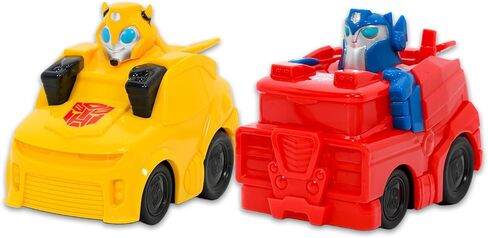 Transformers Racing Toys Set - 2 Piece Bundle with Rescue Bots Racing Pull Back Action Vehicles Plus Stickers, More | Transformers Racecar Toys for Boys, Kids in Kuwait