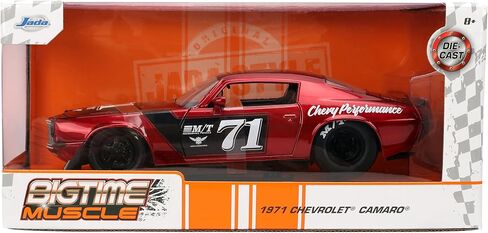 Jada Toys Bigtime Muscle 1:24 1971 Chevy Camaro Die-cast Car – Opening Doors, Hood, Trunk, Rubber Tires(Candy Red) in Saudi Arabia