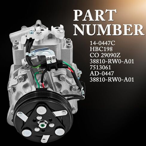 38810RW0A01 Electric AC Compressor Compatible with Honda Civic Hybrid 1.5L 2012-2015 Compatible with Acura ILX Hybrid 2013-2014 Replace# 38810-RW0-A01 14-0447C HBC198 in Saudi Arabia