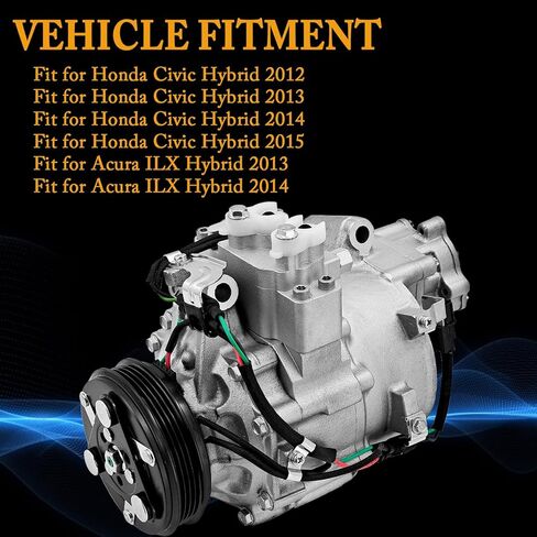 38810RW0A01 Electric AC Compressor Compatible with Honda Civic Hybrid 1.5L 2012-2015 Compatible with Acura ILX Hybrid 2013-2014 Replace# 38810-RW0-A01 14-0447C HBC198 in Saudi Arabia