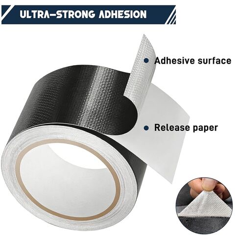Quinnsus Waterproof Repair Tape for Fabric, Awnings, Tarp, Tents, RV Roof, Underbelly, Canvas, Sail and Boat Cover, UVproof and Heat-Resistant Tear Repair Pctch Kit(Black, 3 Inch X 25 Ft) in Saudi Arabia