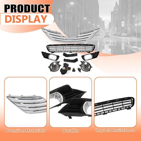 JX RACING Front Bumper Upper/Lower Grille Fog Lights Bezels & Bracket Set 8pcs Compatible with Toyota Camry 2007 2008 2009 in Saudi Arabia