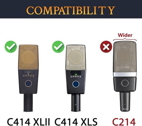 SOULWIT 2 قطعة ميكروفونات بوب فلتر لمكثف AKG Pro Audio C414 XLII/XLS، غطاء ميكروفون واقٍ من إسفنج الزجاج الأمامي - أسود in Saudi Arabia