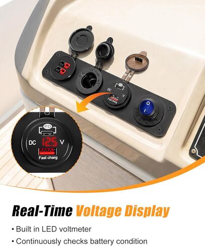 4-in-1 ON/Off Power Socket Panel Compatible with Anderson Power Connector, PD Type C QC USB Port, Voltmeter, Cigarette Lighter, Alloy Control Plate for 12V 24V Truck RV Boat Battery Box in Saudi Arabia
