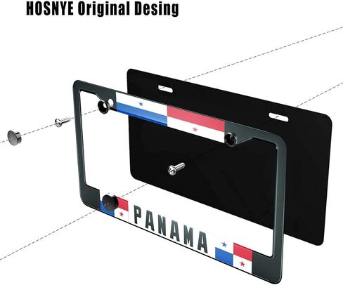 HOSNYE Write Panama License Plate Frame Panama Flag Metal License Plate Cover Front Plates Frames Car Tag Frame for Women Men US Vehicles Standard in Saudi Arabia