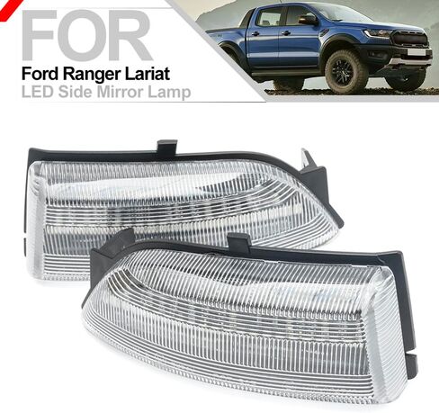 LED Dynamic Side Mirror Turn Signal Lighs Assembly for Ford Ranger Lariat 2019 2020 2021 2022 2023 Sequential Turn Signal Blinker Lamps Side Marker Light Clear Lens Amber Reflector in Kuwait