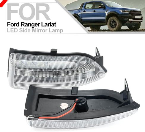LED Dynamic Side Mirror Turn Signal Lighs Assembly for Ford Ranger Lariat 2019 2020 2021 2022 2023 Sequential Turn Signal Blinker Lamps Side Marker Light Clear Lens Amber Reflector in Kuwait