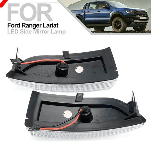 LED Dynamic Side Mirror Turn Signal Lighs Assembly for Ford Ranger Lariat 2019 2020 2021 2022 2023 Sequential Turn Signal Blinker Lamps Side Marker Light Clear Lens Amber Reflector in Kuwait