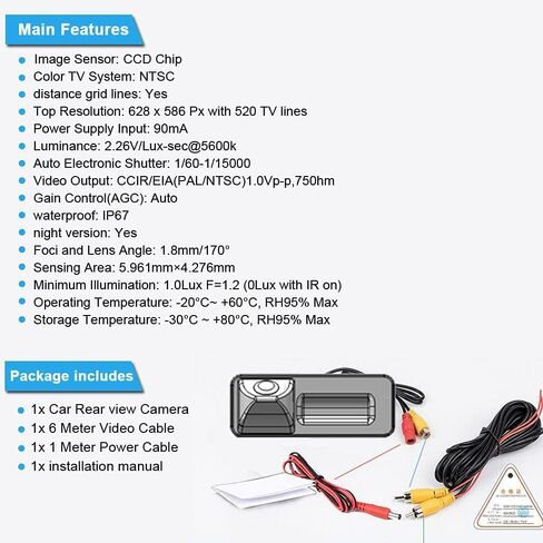Vehicle License Plate Backup Camera for Car,Reverse Rear View Camera Replacement for Ford Edge Escape 2008-2012/Mercury Mariner 2008-2012 in Saudi Arabia
