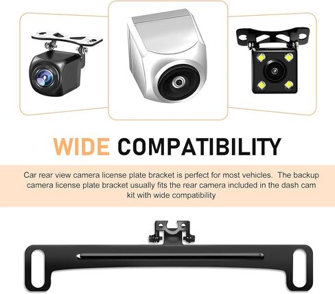 Universal Metal License Plate Frame Bracket for Rear View Backup Camera, Rustproof Adjustable Mount Holder Compatible with Most Vehicles (Black) in Saudi Arabia