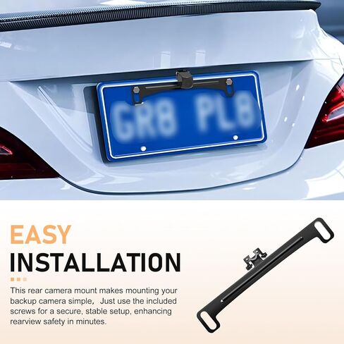 Universal Metal License Plate Frame Bracket for Rear View Backup Camera, Rustproof Adjustable Mount Holder Compatible with Most Vehicles (Black) in Saudi Arabia
