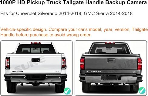 ASURE Tailgate Handle Backup Camera for Chevrolet Silverado GMC Sierra 2014-2018 - 1080P HD 170° Wide Angle IP68 Waterproof RCA Plug Rear View Camera Back Up Camera Replacement in Kuwait