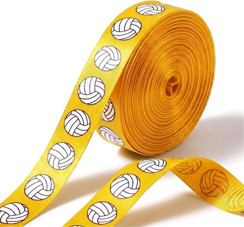 Volleyball Ribbon 5/8-Inch x 10-Yard, Sports Satin Ribbon for Hair Bows Making, Team Spirit Crafting, Gift Wrapping, DIY Party Favors & Accessories (Green) in Kuwait