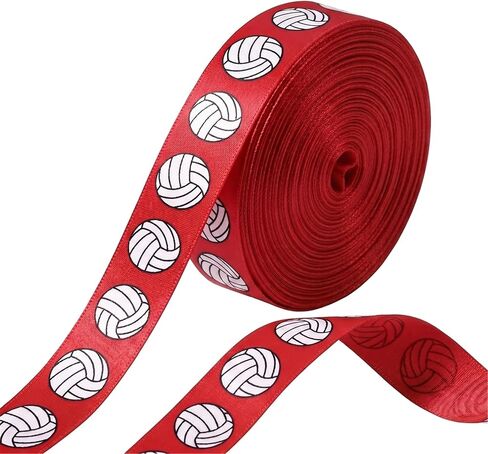 Volleyball Ribbon 5/8-Inch x 10-Yard, Sports Satin Ribbon for Hair Bows Making, Team Spirit Crafting, Gift Wrapping, DIY Party Favors & Accessories (Green) in Kuwait