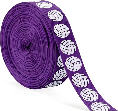 Volleyball Ribbon 5/8-Inch x 10-Yard, Sports Satin Ribbon for Hair Bows Making, Team Spirit Crafting, Gift Wrapping, DIY Party Favors & Accessories (Green) in Kuwait
