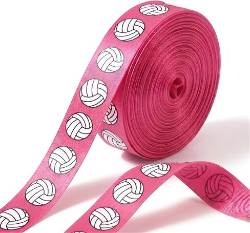 Volleyball Ribbon 5/8-Inch x 10-Yard, Sports Satin Ribbon for Hair Bows Making, Team Spirit Crafting, Gift Wrapping, DIY Party Favors & Accessories (Green) in Kuwait