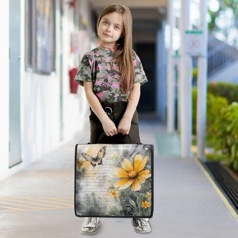 ALAZA Wildflower Butterfly Oil Painting Zipper Binder 3 Ring Binder Organizer with Zipper and Shoulder Strap Large Capacity Multi-Pocket for Office Supplies Work in Kuwait
