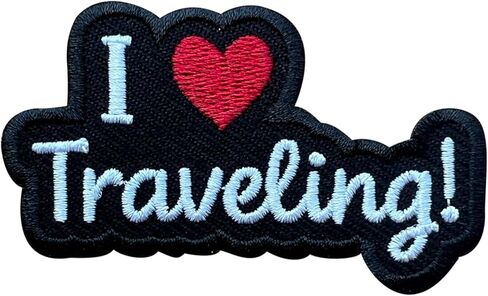 I Love Traveing 3 Inches Embroidery Patch, Iron On/Sew On Travel Embroidered Applique Patch, Travel Patches, Fabric Patches for Clothes Backpacks Hats, DIY Accessories Gifts for Travel Lovers in Kuwait