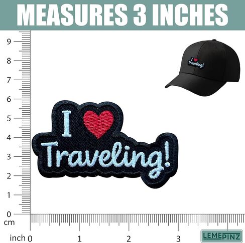 I Love Traveing 3 Inches Embroidery Patch, Iron On/Sew On Travel Embroidered Applique Patch, Travel Patches, Fabric Patches for Clothes Backpacks Hats, DIY Accessories Gifts for Travel Lovers in Kuwait