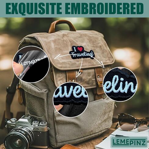 I Love Traveing 3 Inches Embroidery Patch, Iron On/Sew On Travel Embroidered Applique Patch, Travel Patches, Fabric Patches for Clothes Backpacks Hats, DIY Accessories Gifts for Travel Lovers in Kuwait