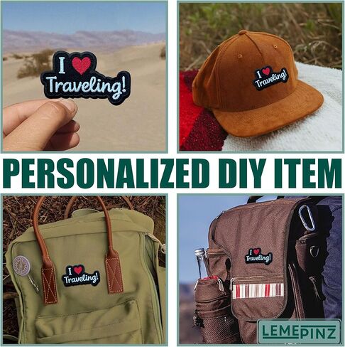 I Love Traveing 3 Inches Embroidery Patch, Iron On/Sew On Travel Embroidered Applique Patch, Travel Patches, Fabric Patches for Clothes Backpacks Hats, DIY Accessories Gifts for Travel Lovers in Kuwait